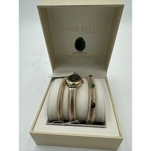 Anne Klein New York Ladies Green Malachite Bracelet And Watch Set